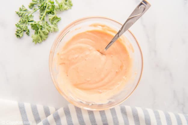 bang bang shrimp sauce in a bowl