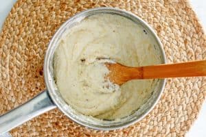 cooked grits in a saucepan