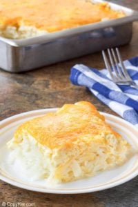 homemade Cracker Barrel hashbrown casserole on a plate