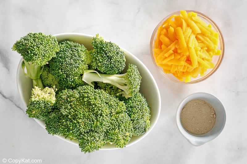 ingredients for keto oven roasted broccoli and cheese