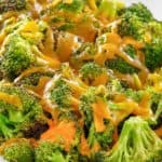 Keto oven roasted broccoli and cheese on a platter