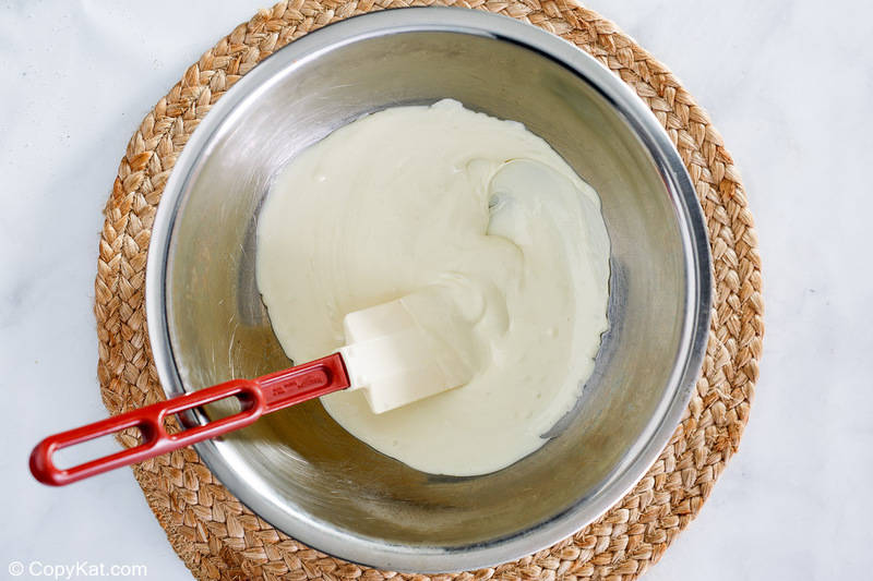 melted vanilla almond bark in a bowl