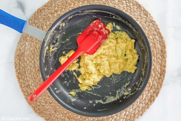 scrambled eggs in a skillet