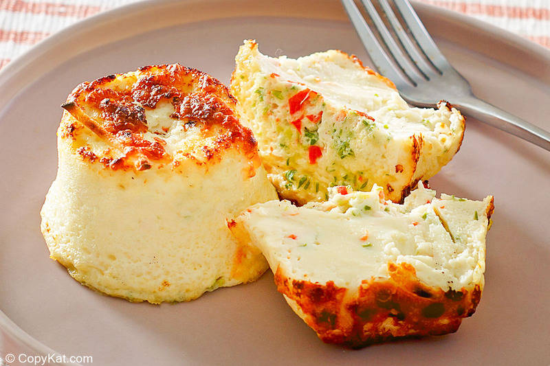 a fork and homemade Starbucks egg white bites with red pepper on a plate