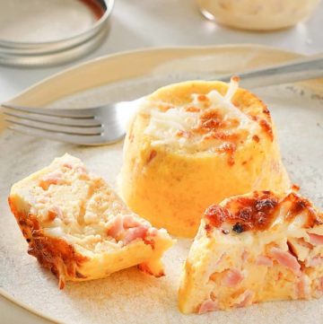 homemade Starbucks ham and cheddar sous vide egg bites on a plate