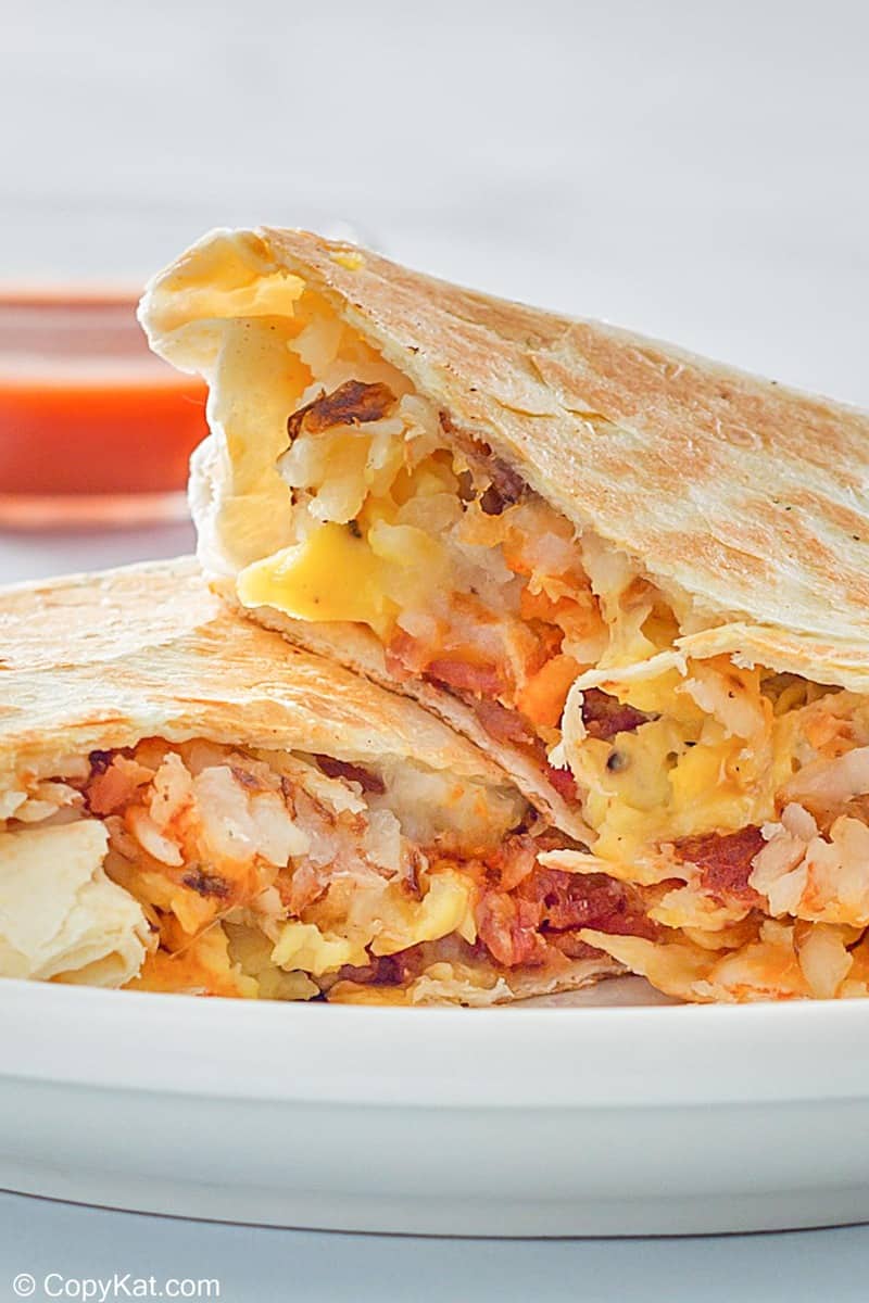 homemade Taco Bell breakfast crunchwrap with bacon, egg, and cheese