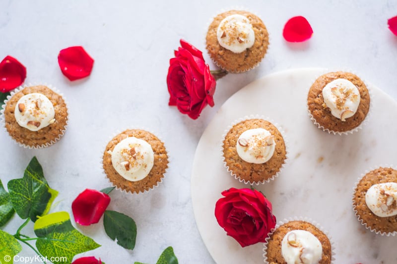 cream cheese filled carrot cake cupcakes and roses