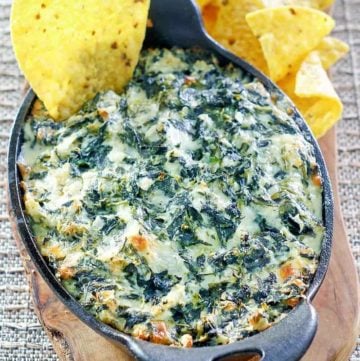 homemade Cheddar's Santa Fe spinach dip and tortilla chips