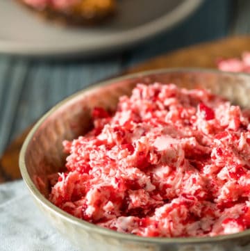 cranberry butter in a small metal bowl