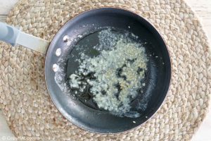 garlic butter sauce in a skillet