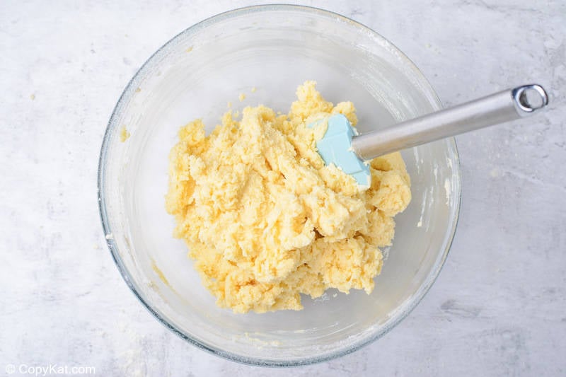 cookie dough for homemade Twix bars in a bowl