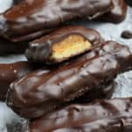 homemade Twix bars on parchment paper