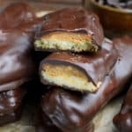 a stack of homemade Twix bars