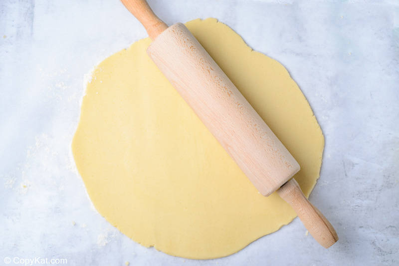 rolled out cookie dough for homemade Twix bars