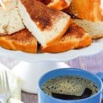 slices of old fashioned coffee cake and a cup of coffee