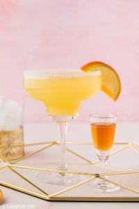 homemade Olive Garden Italian Margarita served with amaretto.