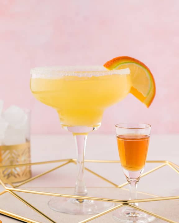 homemade Olive Garden Italian Margarita served with amaretto.