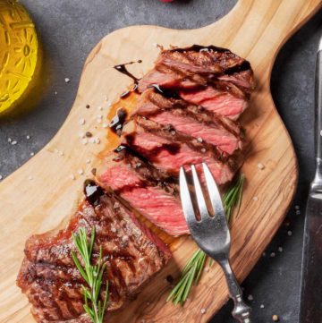 sirloin steak on a cutting board