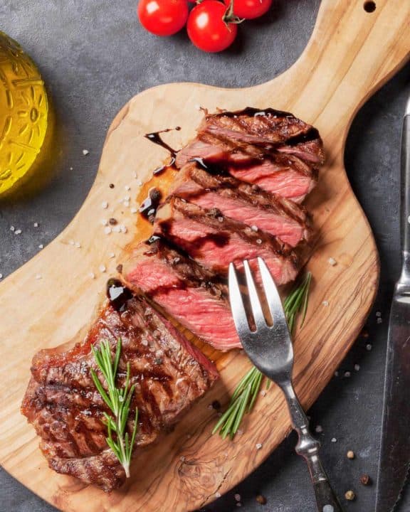 sirloin steak on a cutting board