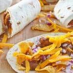 homemade Sonic chili cheese wrap open and folded
