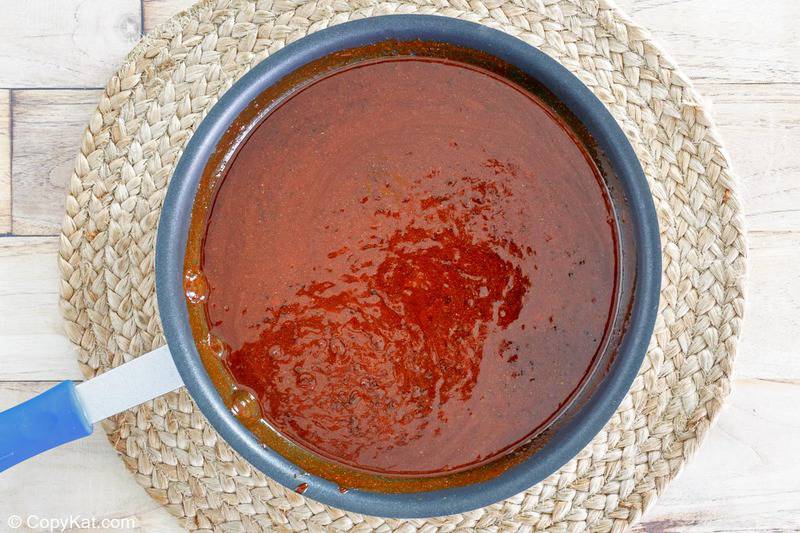homemade Sonny's BBQ sauce in a pan
