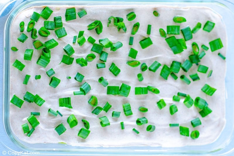 7 layer dip chopped green onions layer