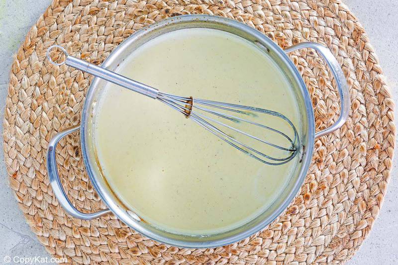 creamy alfredo sauce in a saucepan