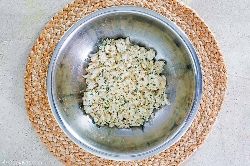 Maryland crab cake mixture in a bowl
