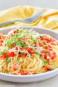 copycat Olive Garden Capellini Pomodoro in a bowl