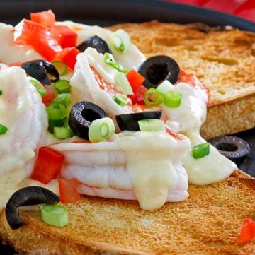 homemade Olive Garden Sicilian Scampi on a plate