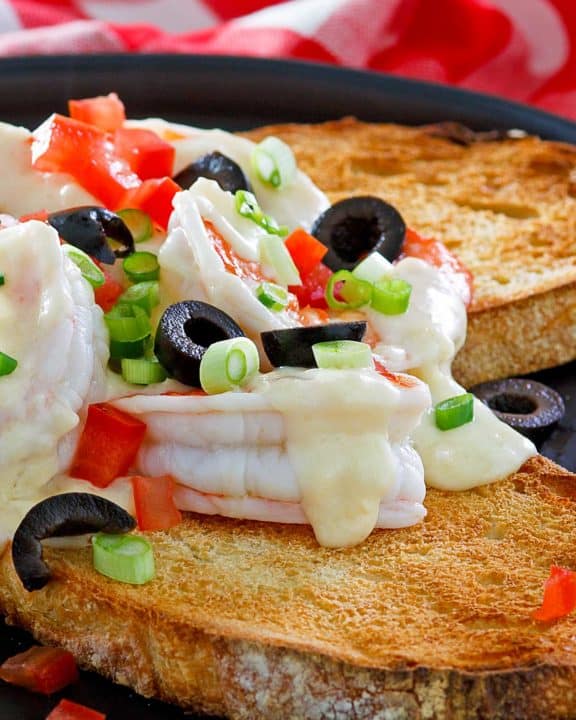 homemade Olive Garden Sicilian Scampi on a plate