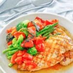 copycat Olive Garden Venetian Apricot Chicken on a plate