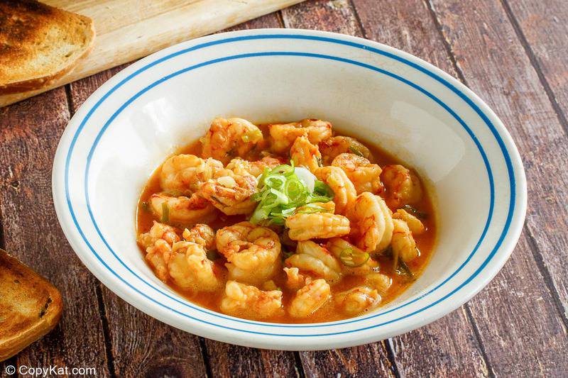 a bowl of homemade Ruth's Chris barbecue shrimp