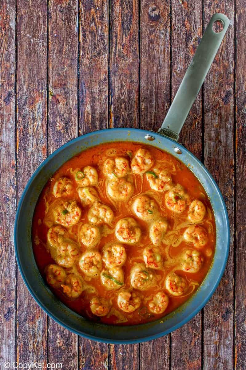 homemade barbecue shrimp in a skillet