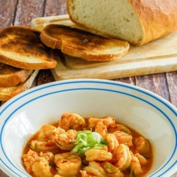 homemade Ruth's Chris Barbecue Shrimp in a bowl
