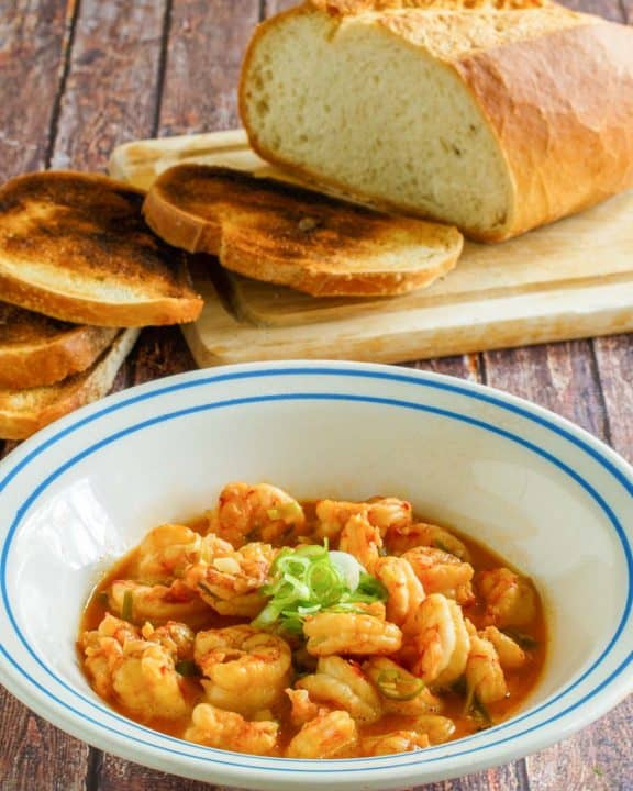 homemade Ruth's Chris Barbecue Shrimp in a bowl