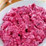 sour cream beet salad on a platter