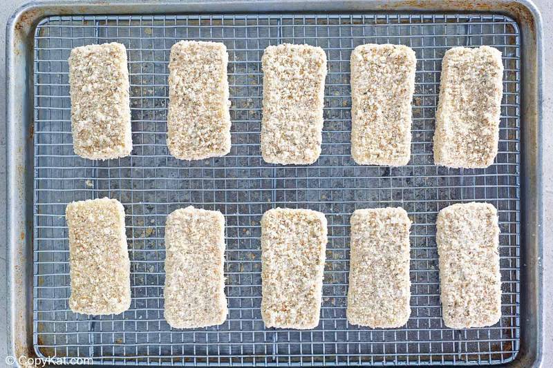 breaded mozzarella ready for deep frying