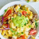 overhead view of homemade Taco Bell Nacho Fries BellGrande