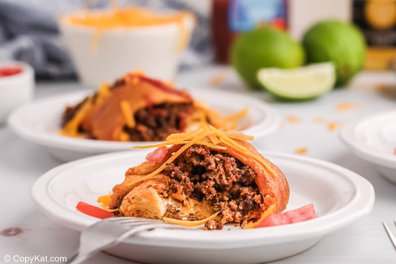 two servings of a taco ring on plates