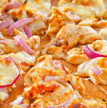 homemade CPK bbq chicken pizza slices