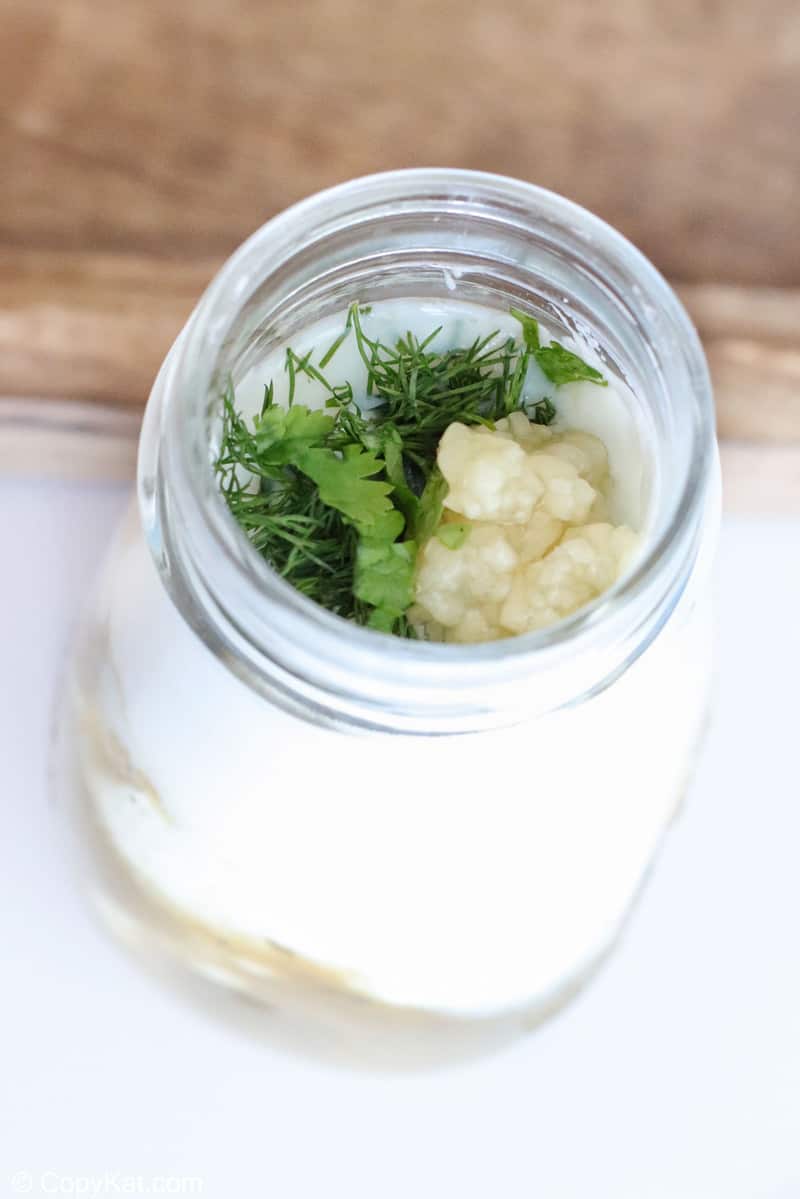creamy salsa verde dressing before being mixed