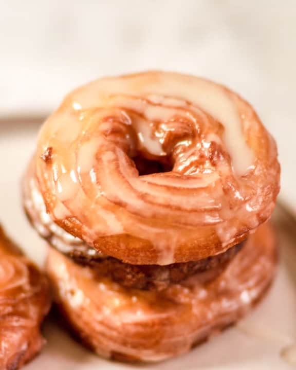 homemade Dunkin Donuts French Cruller Donuts on a plate
