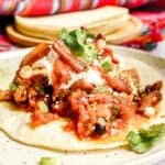huevos rancheros on a corn tortilla