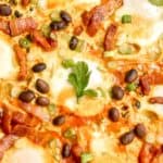 overhead closeup of huevos rancheros