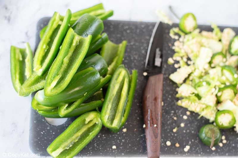 jalapeno peppers cut in half and seeded