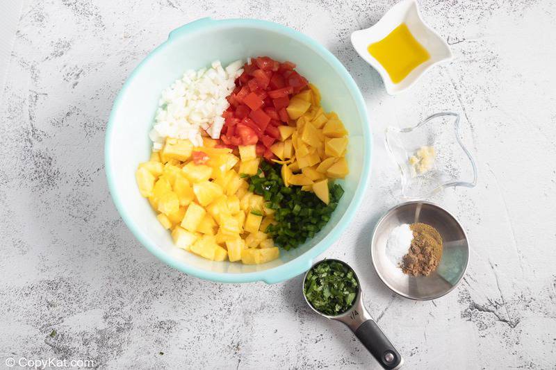 fruit mixture for pineapple mango salsa