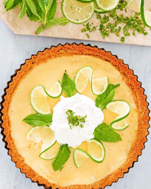 overhead view of homemade Anthony's key lime pie