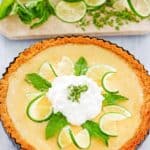 homemade Anthony's key lime pie, fresh limes, and mint leaves