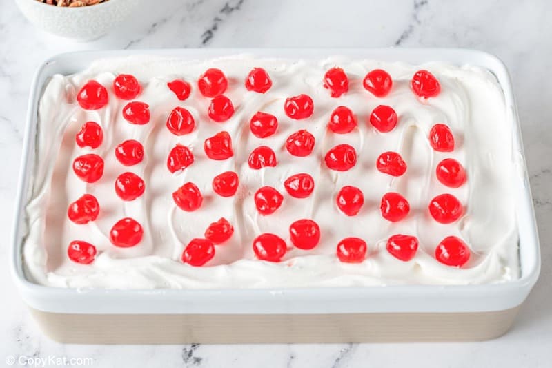 banana split cake cherry layer